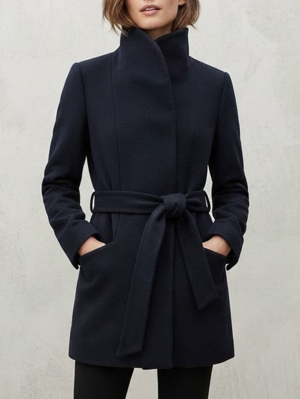 Aritzia Wilfred Black Pea Coat Wool Cashmere Sz M Professional Chic Business